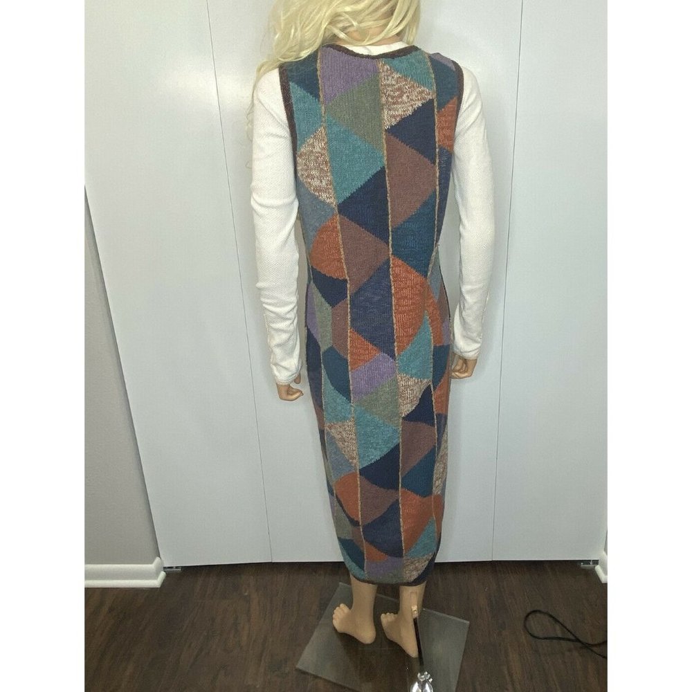 Peruvian Connection KAFFE FASSETT Sweater Vest Duster Medium Geometric - Picture 11 of 12